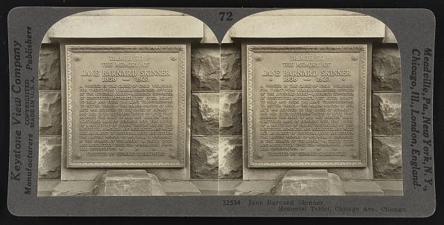 Jane Barnard Skinner Memorial Tablet, Chicago Ave, Chicago
