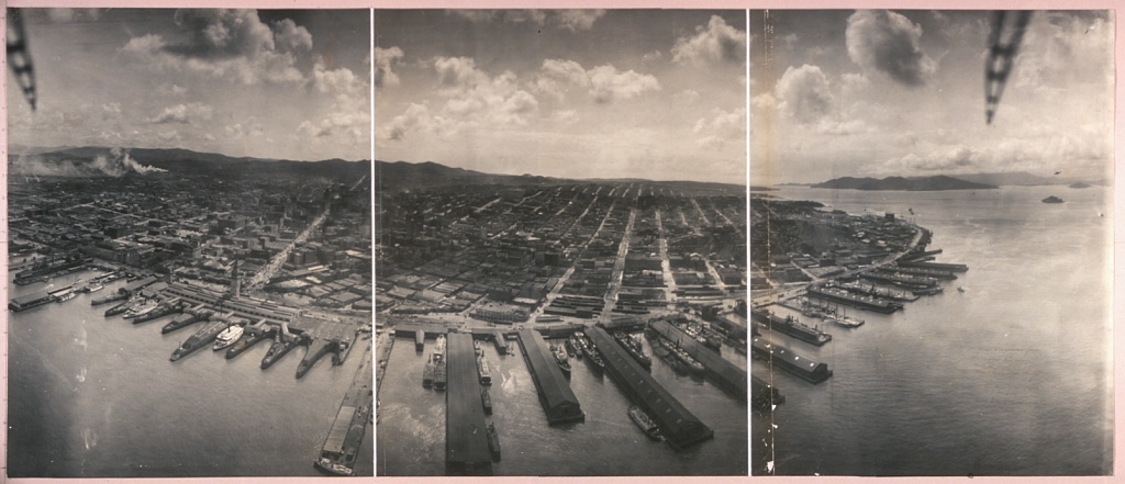 San Francisco from Captive Air Ship over San Francisco Bay