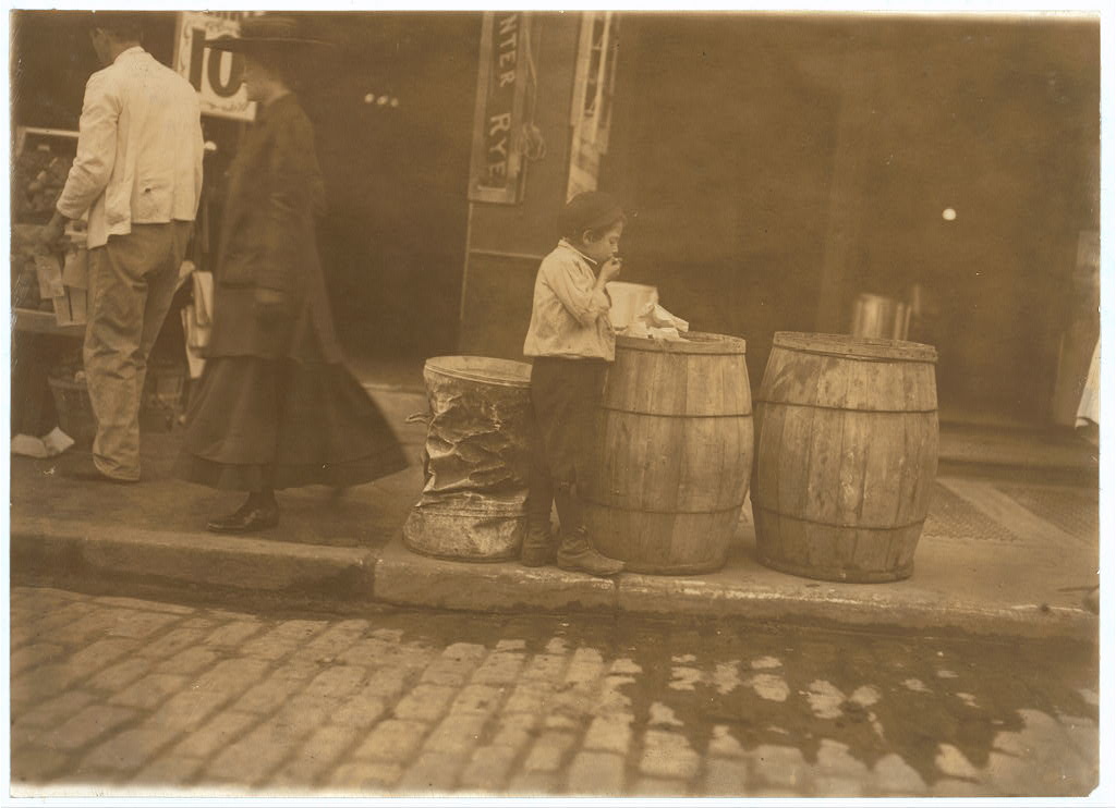 Patching Up a Meal. Boston Slums. Boston 1915 Exhibit.  Location: Boston, Massachusetts.