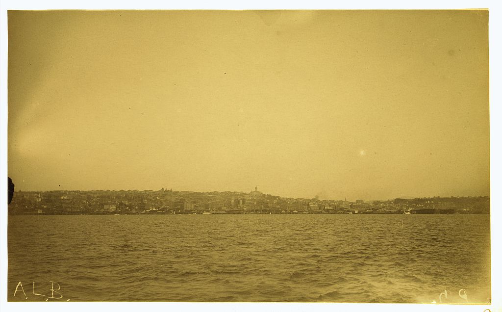 [Seattle, Washington, from offshore, aboard ship]