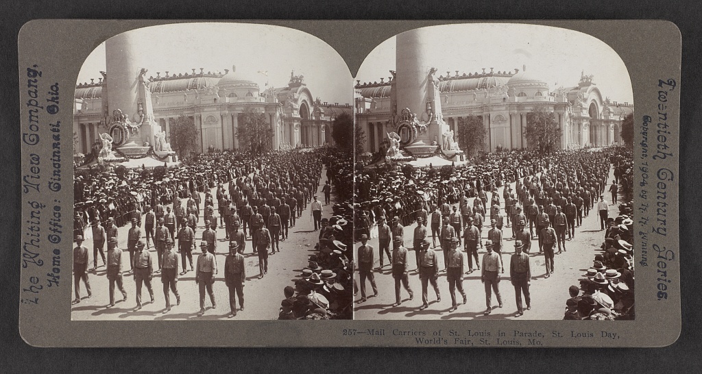 Mail carriers of St. Louis in parade, St. Louis Day, World's Fair, St. Louis, Mo.