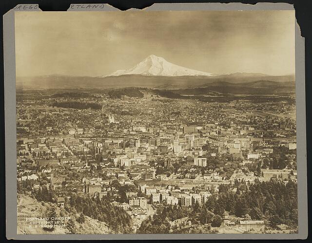 [Portland, Oregon with Mount Hood in background]