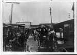 Atlantic City, N. J., 1896. Busses [horse-drawn carriages] leaving the railroad depot