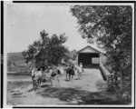 [Covered bridge and people with horses and carriage, Lebanon(?), Pennsylvania]