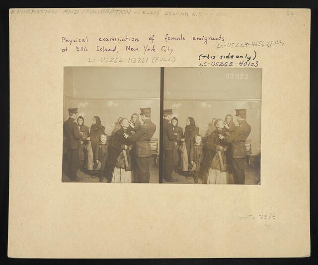 [Physical examination of female immigrants at Ellis Island, New York City]