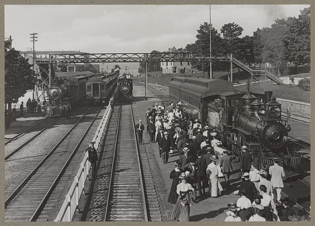 Trains in railroad yards