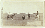 Cowboys, roping a buffalo on the plains